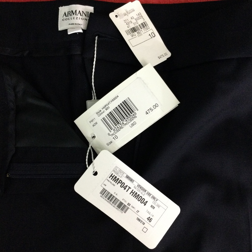 NWOT Armani Collezioni Navy Trousers